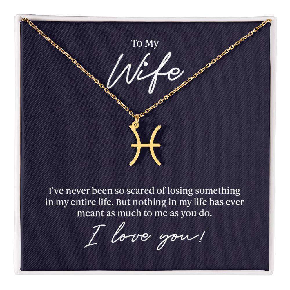 To My Wife Loss Sympathy Pisces Zodiac Necklace Gold Tone Standard Box